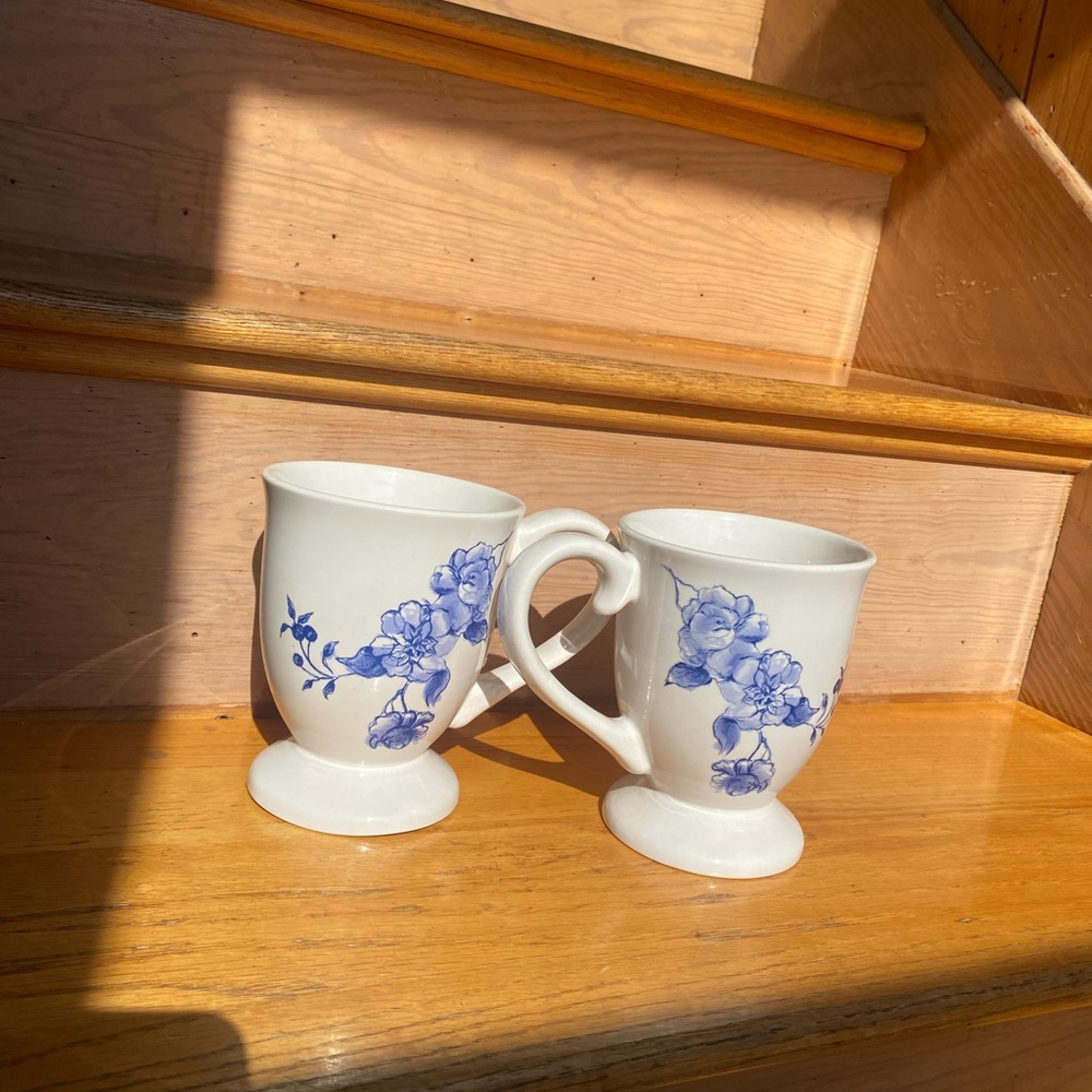2 blue and white “China” color/design mugs